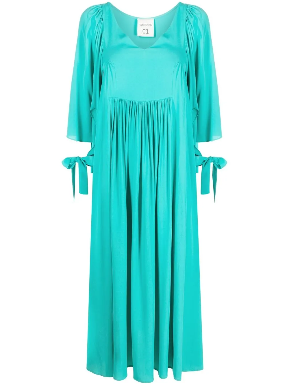 

Semicouture pleated U-neck midi dress - Blue