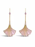 Pragnell 18kt yellow gold Wildflower Ginkgo tsavorite and diamond earrings
