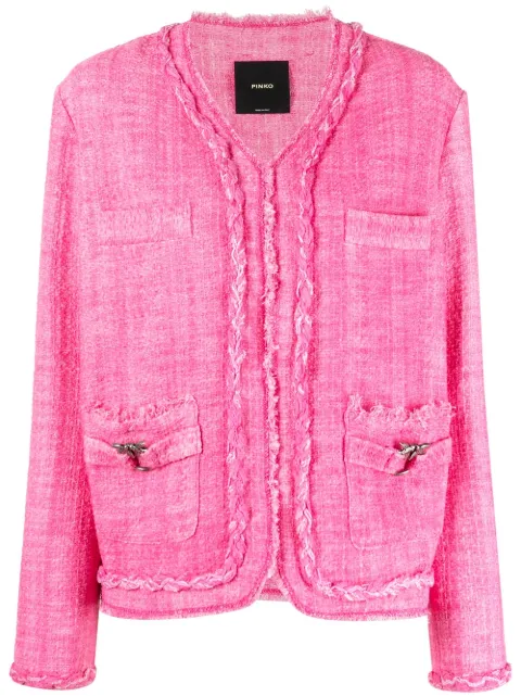 Pinko جاكيت تويد بمشبك شعار الماركة