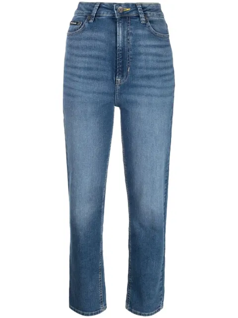 DKNY jean droit à effet délavé