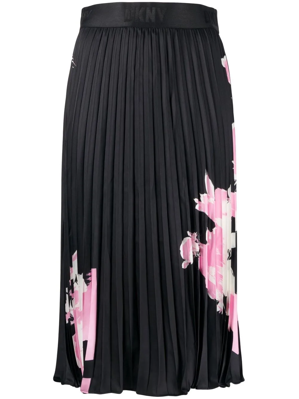 image 1 of dkny 花卉印花百褶中长半身裙