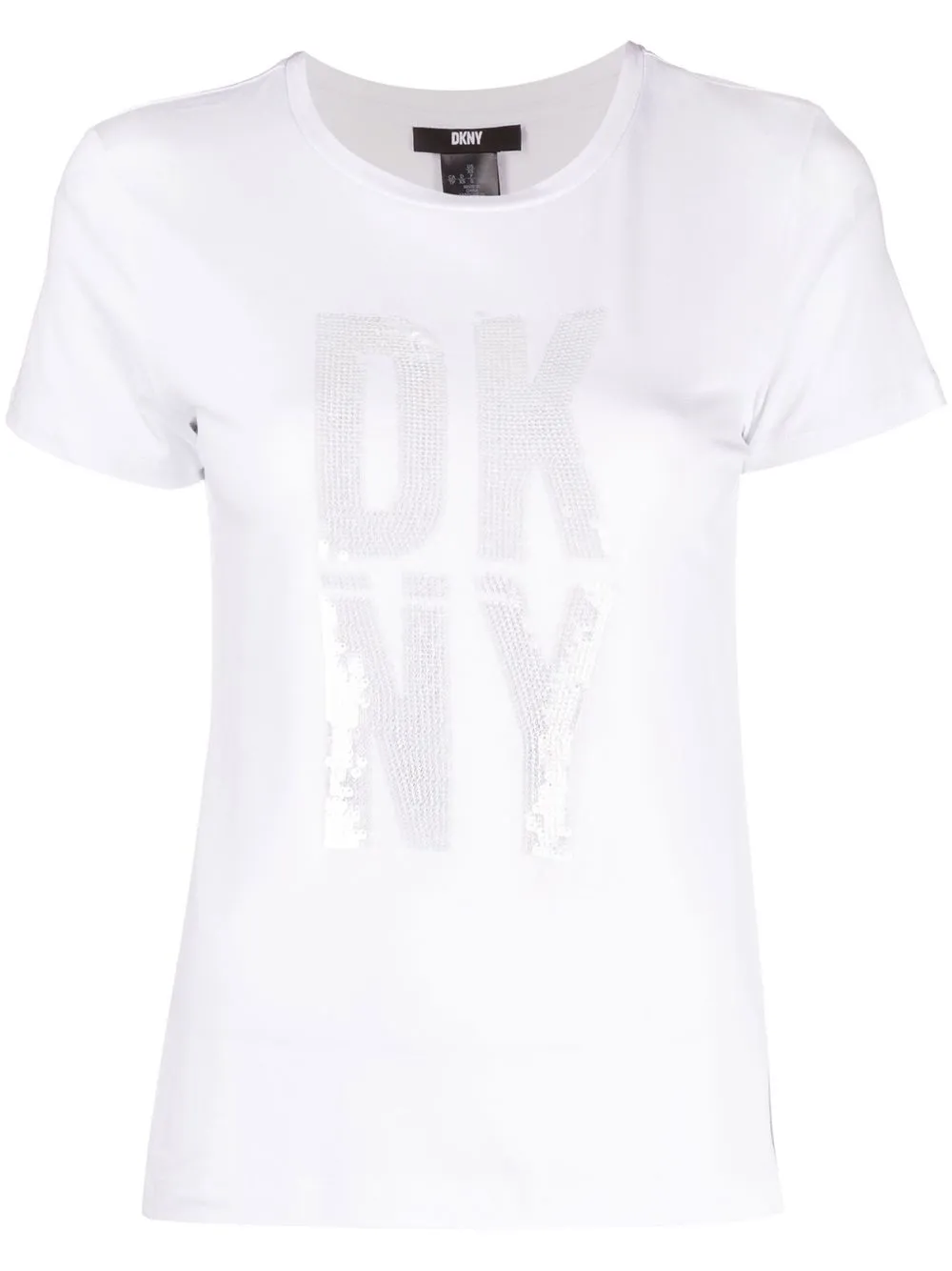 

DKNY playera con logo de lentejuelas - Blanco