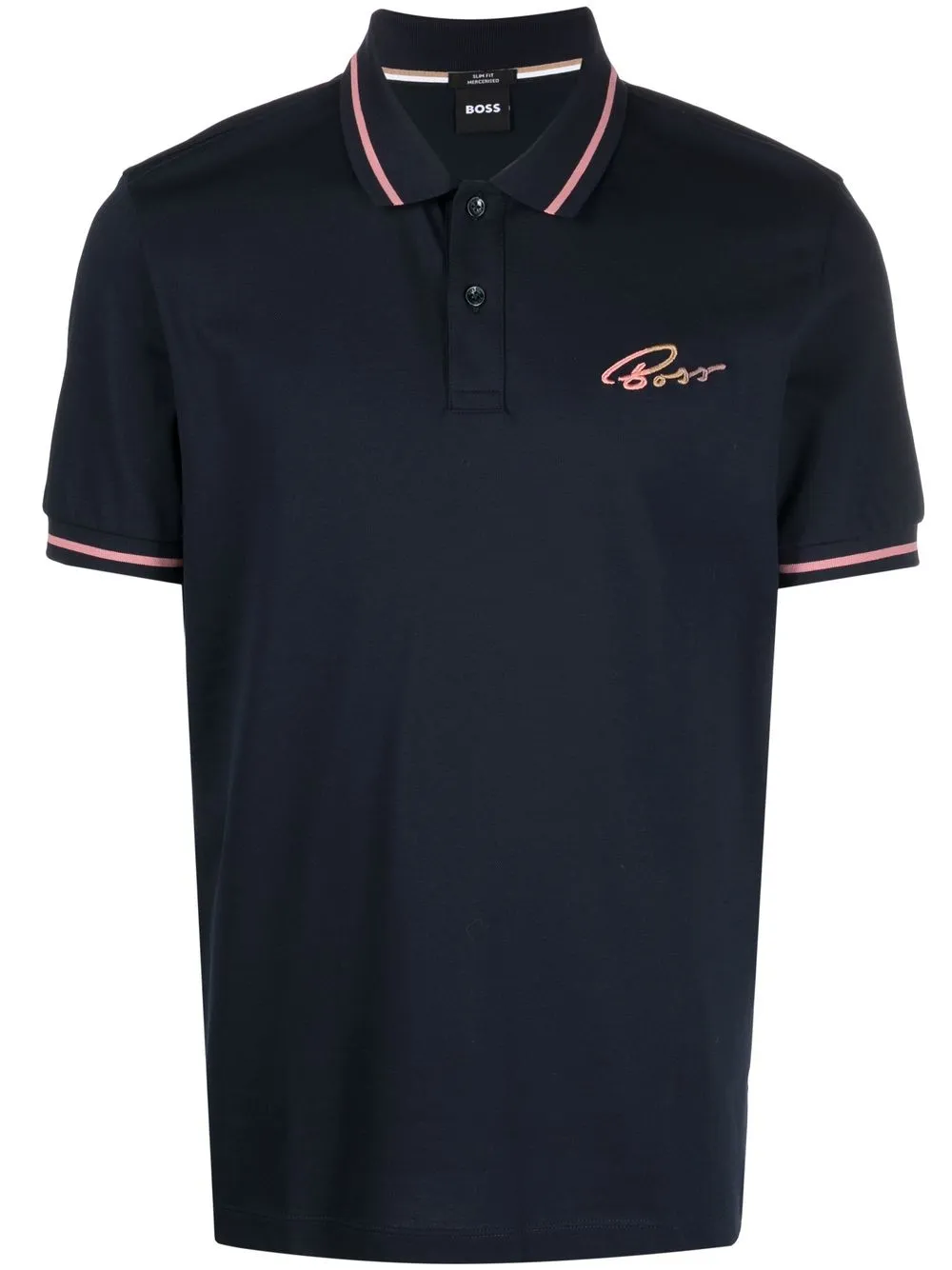 

BOSS playera tipo polo con logo bordado - Azul