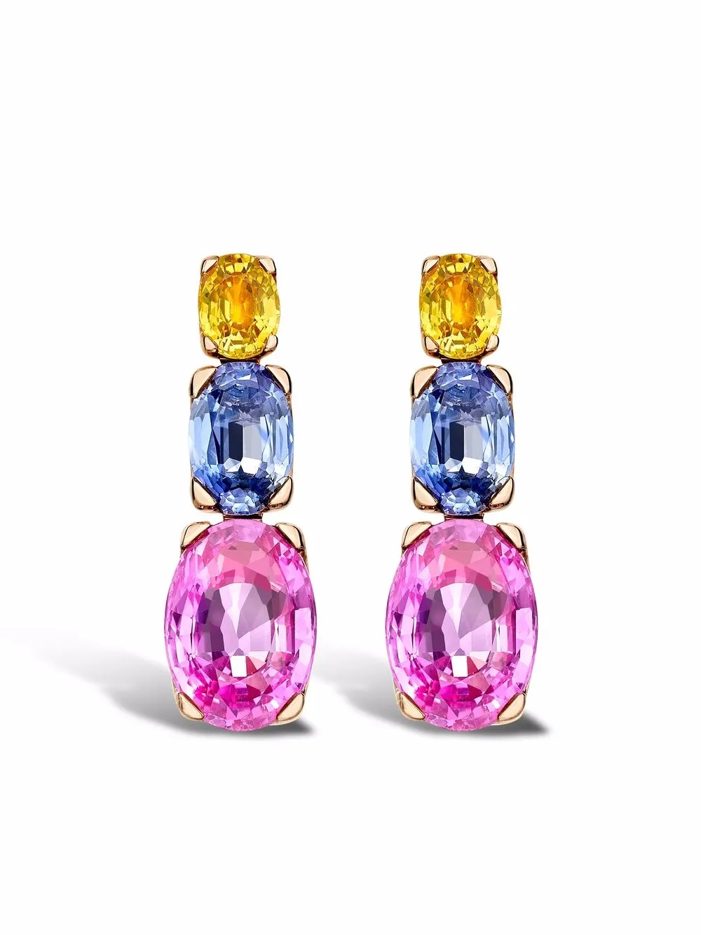 

Pragnell aretes Rainbow Fancy en oro rosa de 18kt con zafiros - Rosado