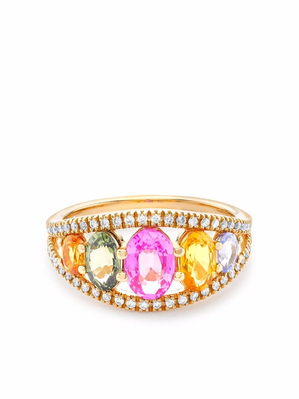 

Pragnell anillo Rainbow en oro rosa 18kt con zafiros - Rosado