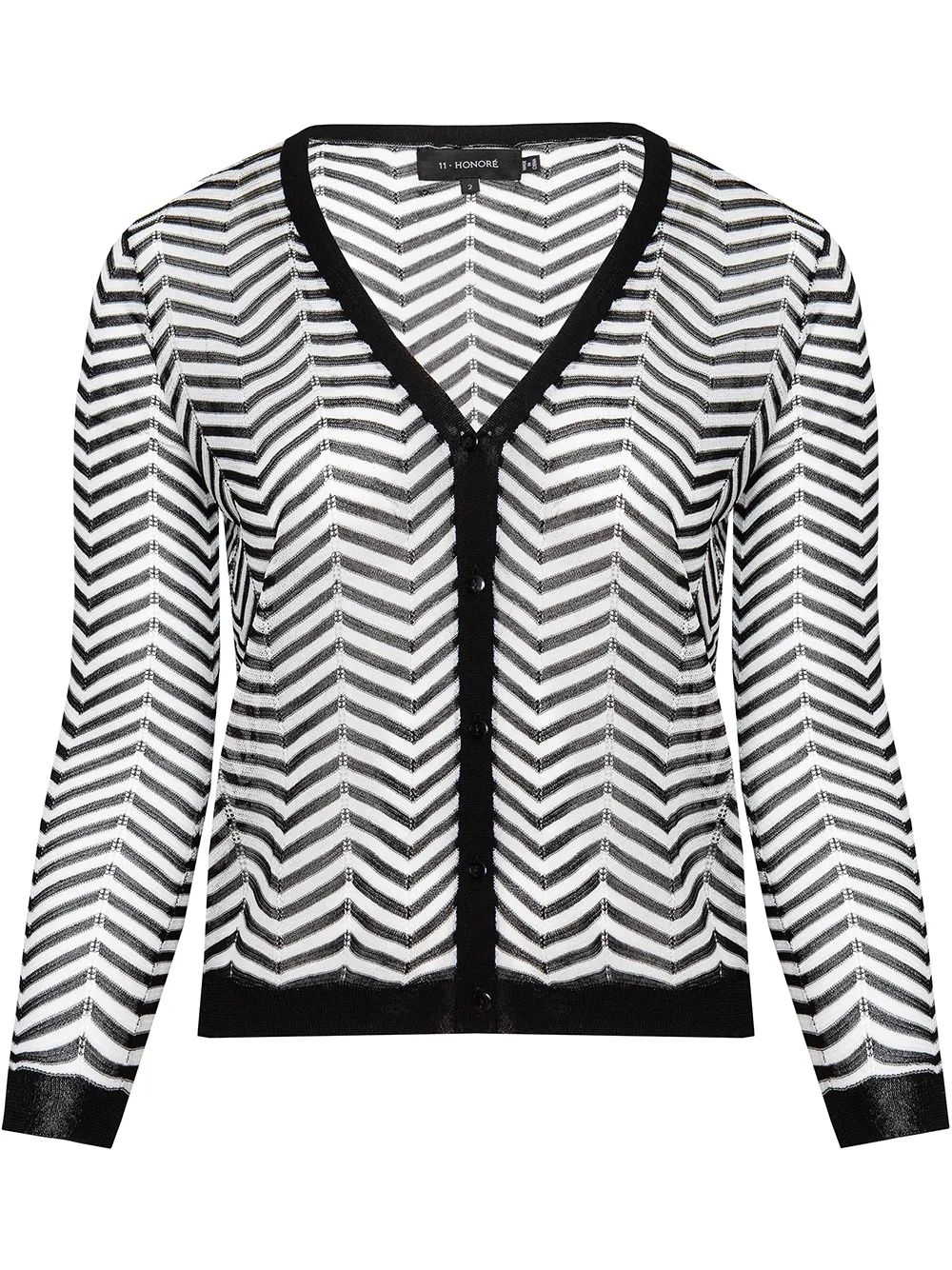 

11 Honoré Venus chevron-print cardigan - Black