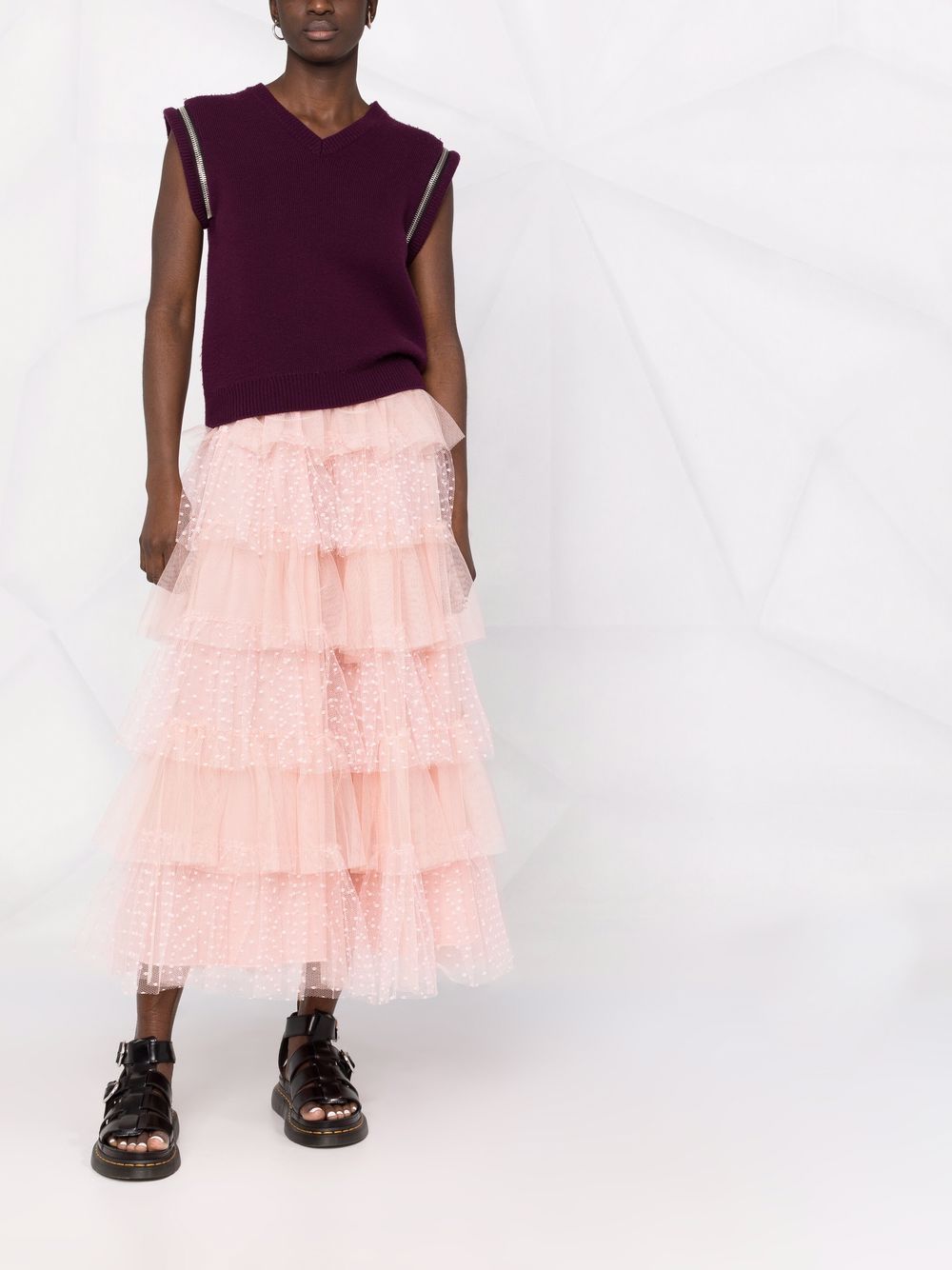 фото Red valentino tiered tulle midi skirt