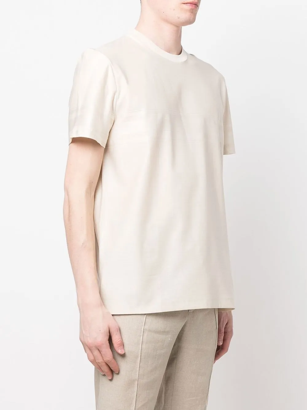  Brioni Gestreiftes T Shirt   Nude 