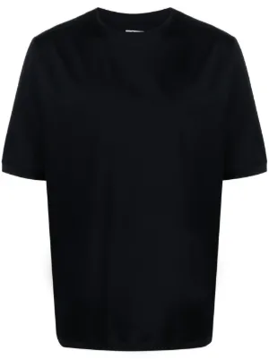 KITON ロゴ コットン Tシャツ VIP価格 送料無料 UMK0483HE23000 Kiton logo-embroidered Cotton T-shirt | Blue | FARFETCH JO