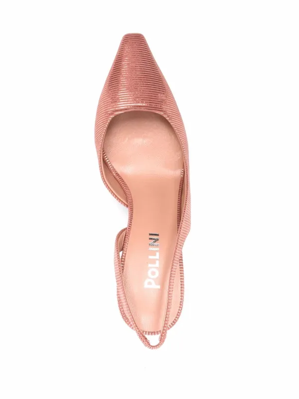 Pollini striped 75mm slingback pumps 