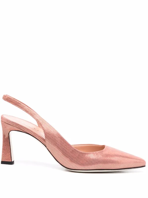 Pollini striped 75mm slingback pumps 