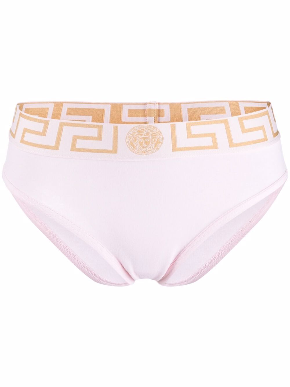 Versace Grace Logo-border Briefs In Pink