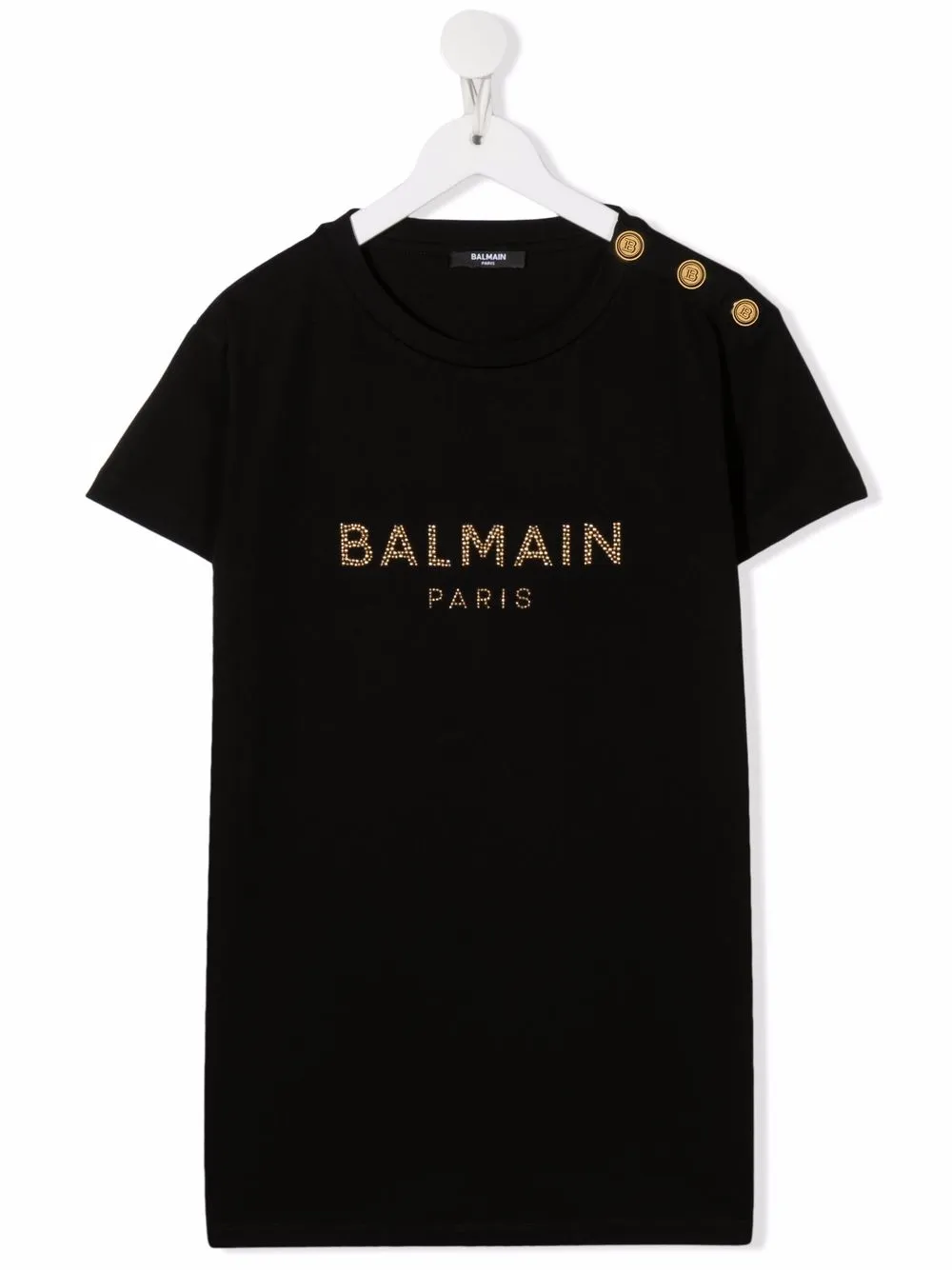 

Balmain Kids playera con logo bordado con lentejuelas - Negro