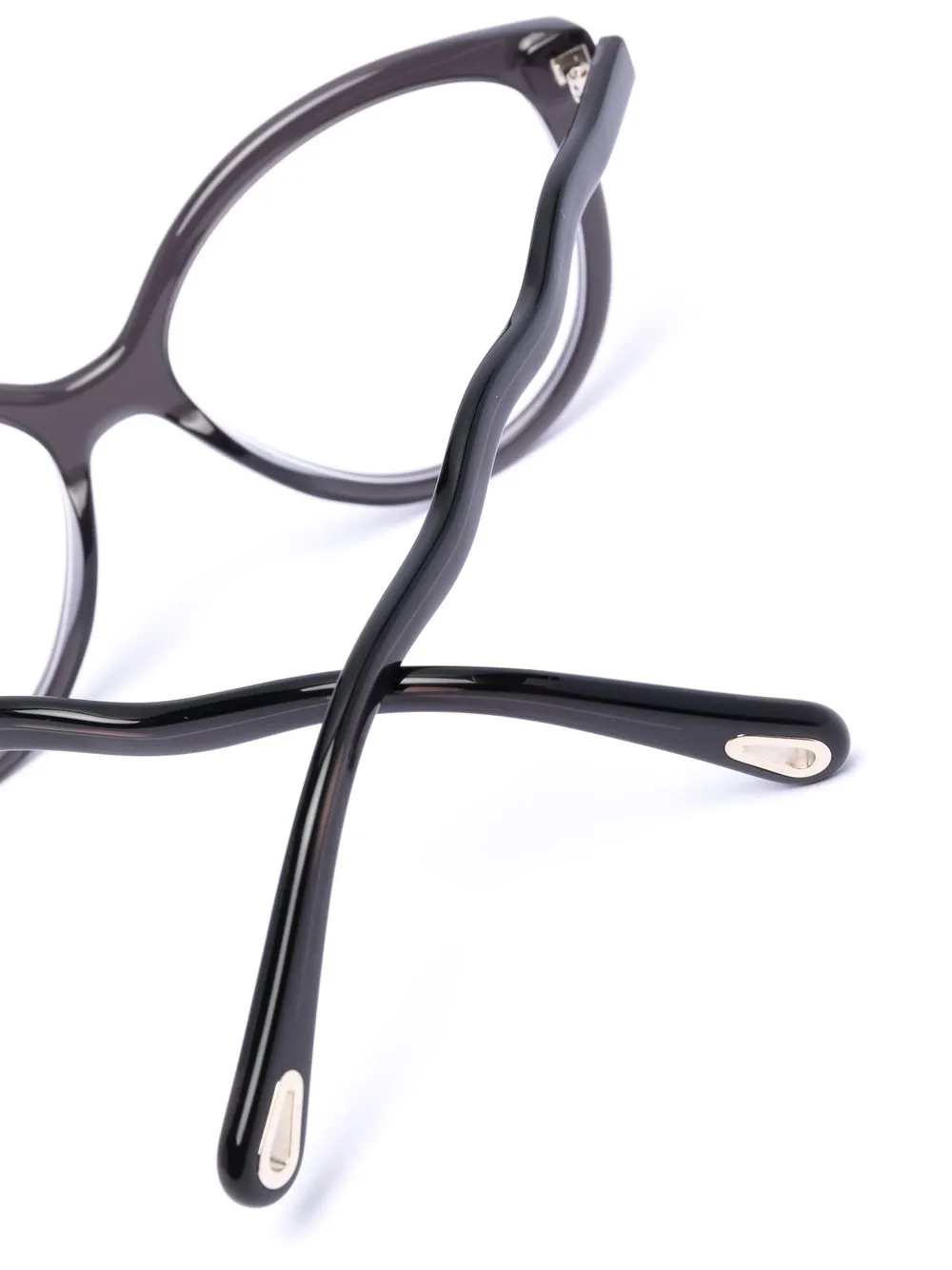 Chloé Wave-arm Round-frame Glasses In Black