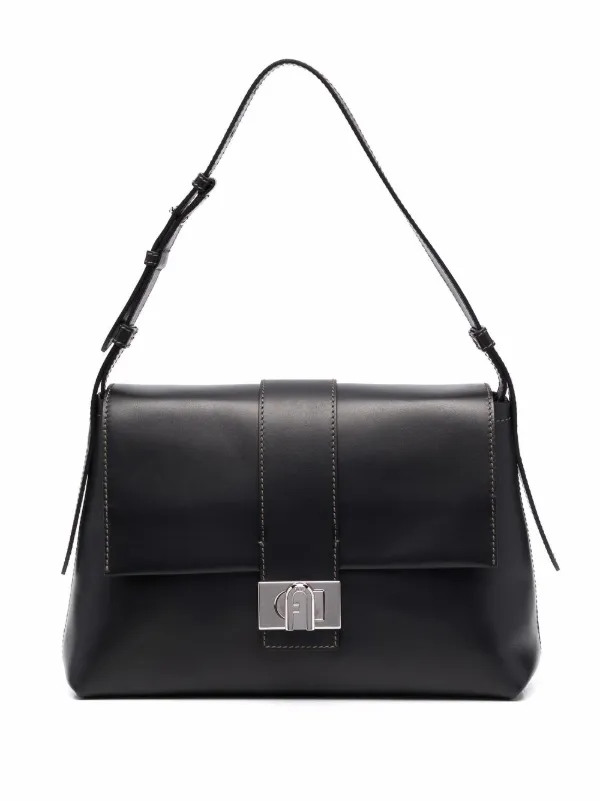 FURLA MEDIUM LEATHER TOTE SHOULDER BAG BLACK