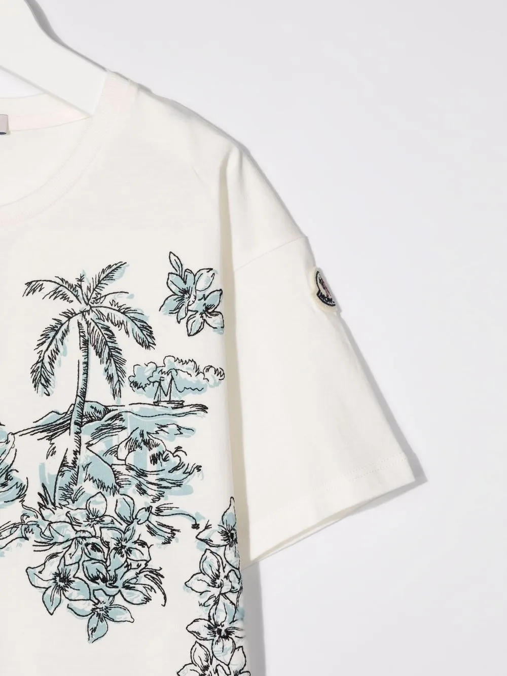  Moncler Enfant T Shirt Mit Zeichnungs Print   Weiß 