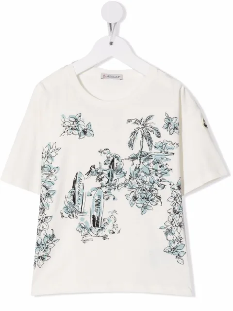 Moncler Enfant sketch-print cotton T-Shirt 