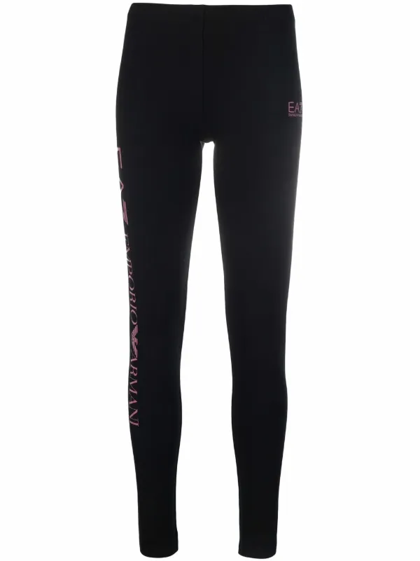 Shop Ea7 Emporio Armani logo-print mid-rise leggings with Express Delivery  - FARFETCH