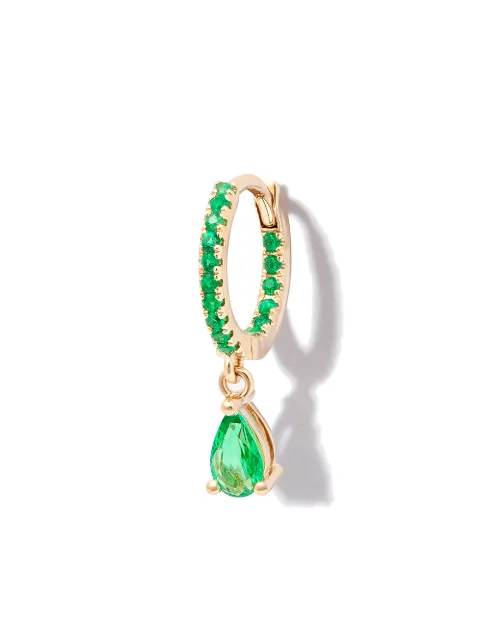 Jacquie Aiche 14kt yellow gold emerald pear drop huggie hoop earring