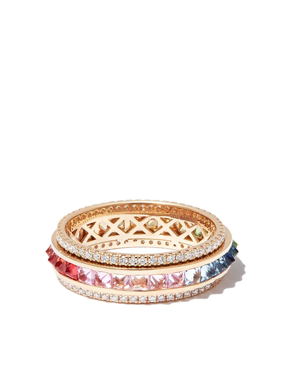 

Jacquie Aiche anillo Spike Spinner en oro amarillo de 14kt con diamantes en pavé y zafiro - Dorado