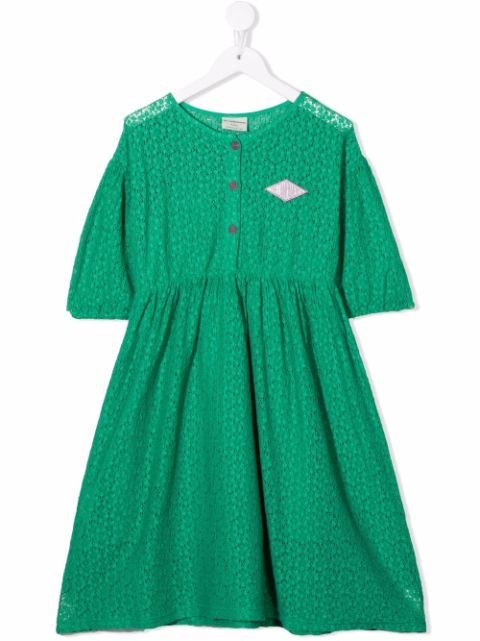 The campamento floral-lace logo-patch dress