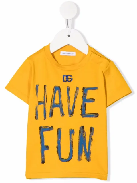 Dolce & Gabbana Kids تيشيرت بأكمام قصيرة وطبعة Have Fun