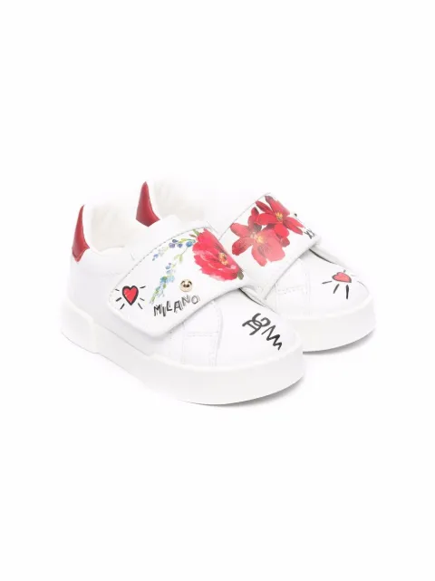 Dolce & Gabbana Kids floral-print touch-strap sneakers
