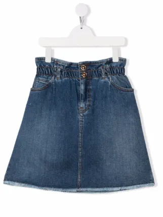 Paperbag waist cheap denim skirt