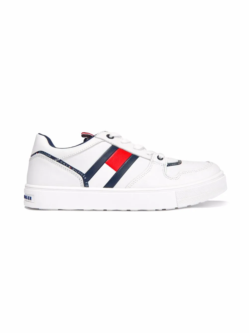 

Tommy Hilfiger Junior tenis con agujetas y logo - Blanco