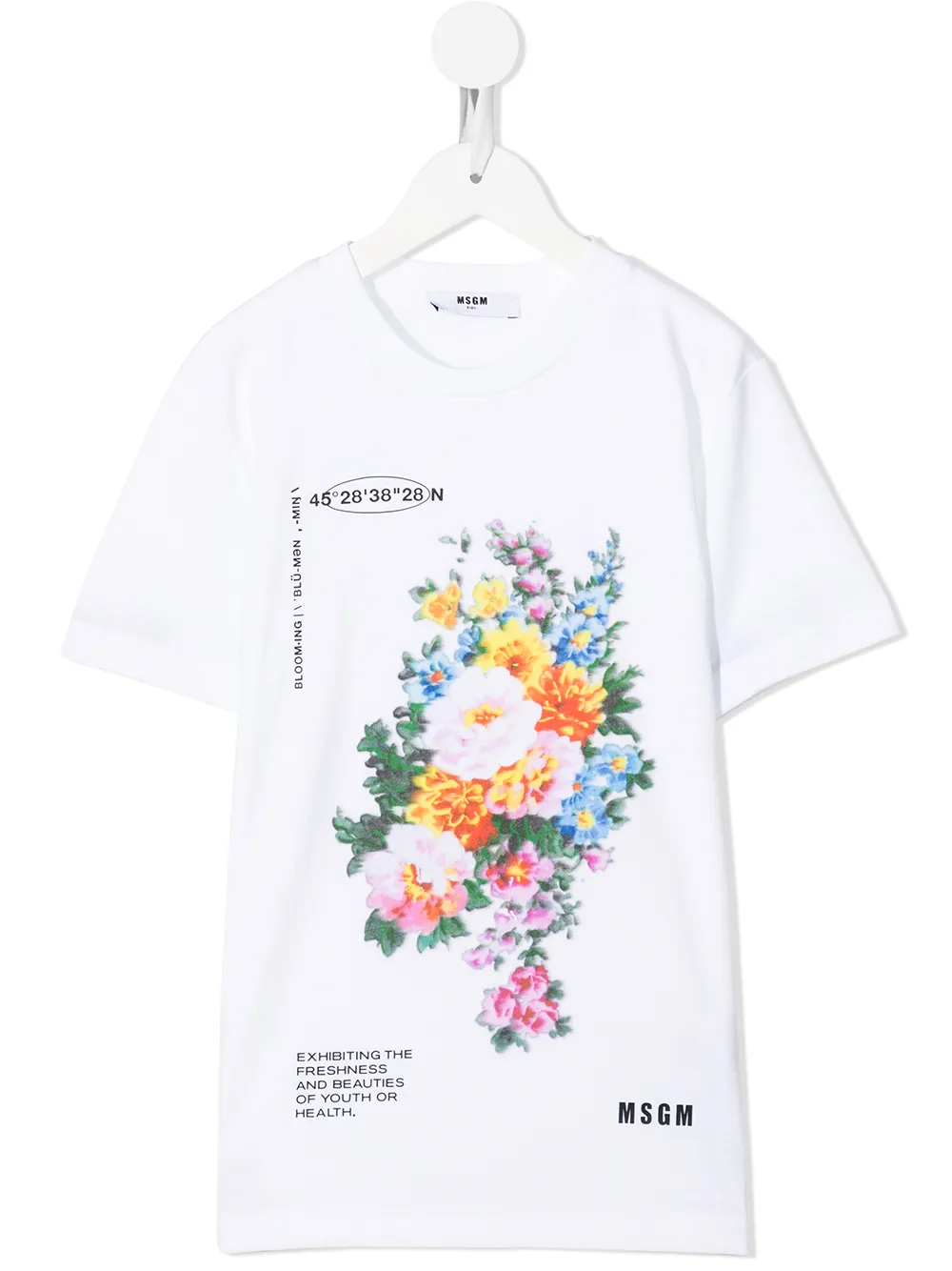 

MSGM Kids playera con estampado floral - Blanco