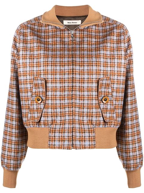 Wales Bonner Harmonic plaid-check print bomber jacket