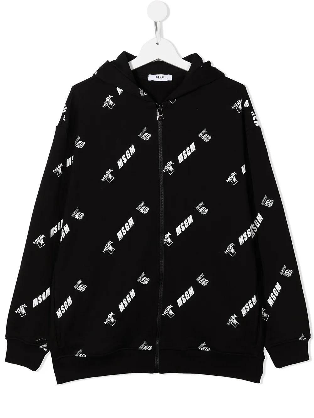 

MSGM Kids hoodie con ciere y logo - Negro