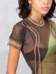 Ottolinger sheer mesh abstract-print top