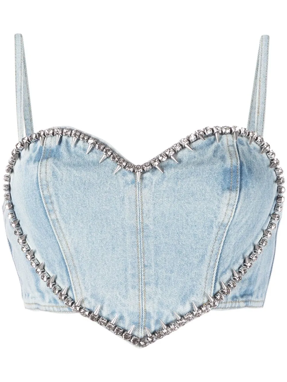 

AREA crystal-embellished crop top - Blue