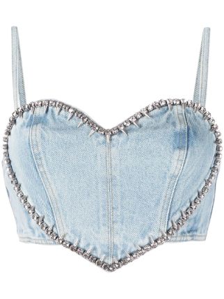 AREA crystal-embellished Crop Top - Farfetch