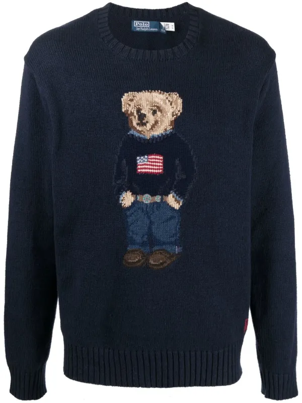 Shop Polo Ralph Lauren Polo Bear motif knitted jumper with Express Delivery  - FARFETCH