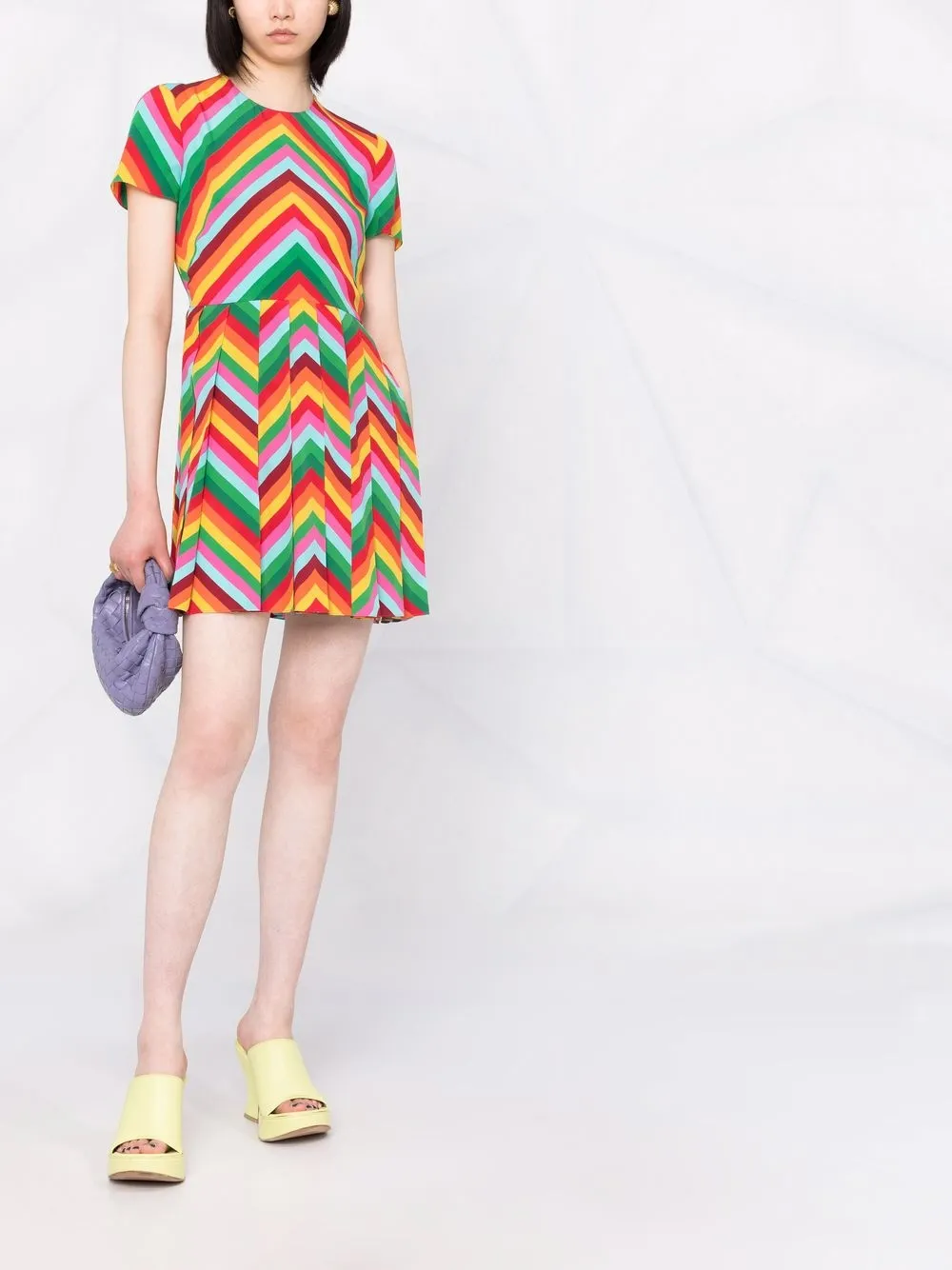 Valentino Garavani Mini-jurk met chevron streep - Groen