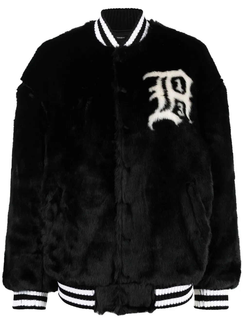 

R13 chamarra universitaria con logo estampado - R161A BLACK