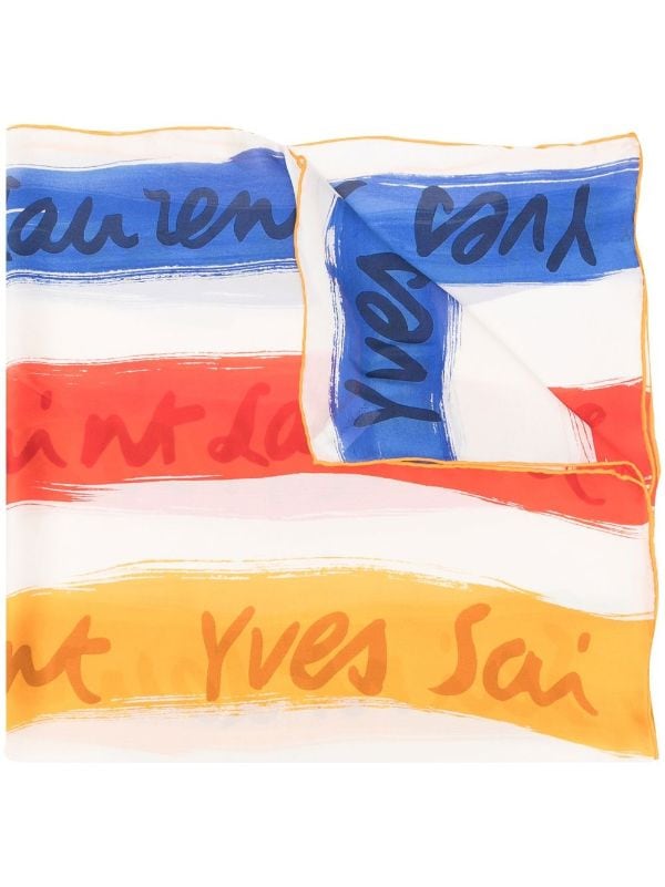 Saint Laurent logo-print Silk Scarf - Farfetch