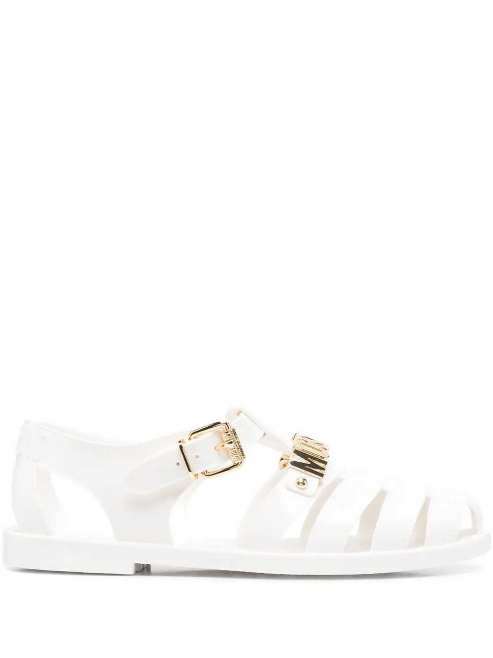 

Moschino sandalias con placa del logo - Blanco