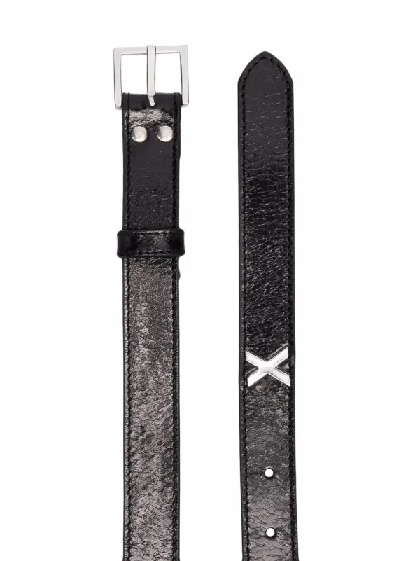 cross-plaque leather belt