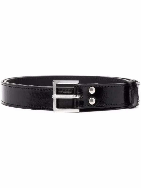 cross-plaque leather belt