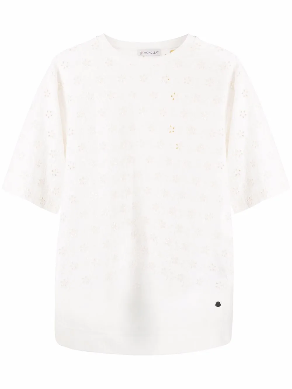 Moncler playera con bordado inglés floral - Neutro