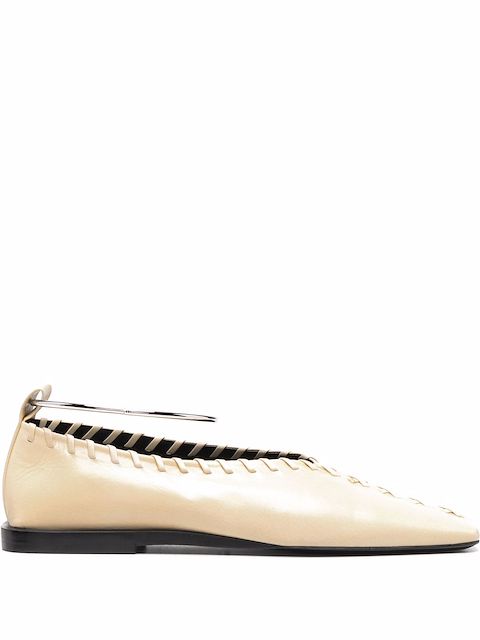 Jil Sander whipstitch-detail leather flats