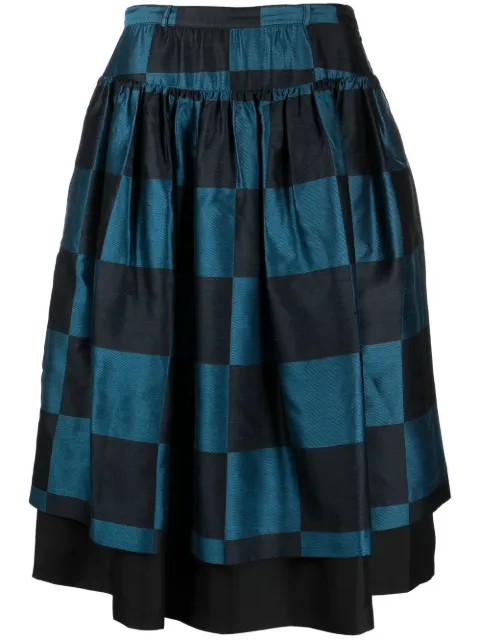 Valentino Garavani Pre-Owned 1980s grid-print silk skirt