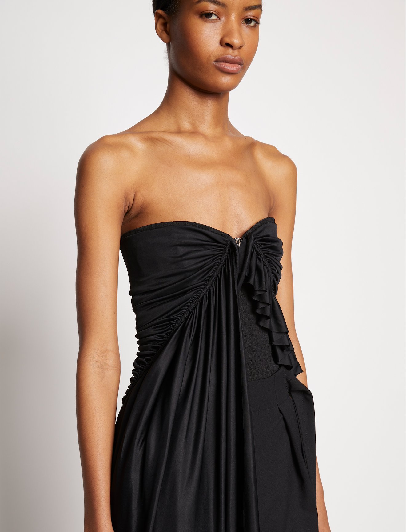Shiny Viscose Jersey Strapless Top #3
