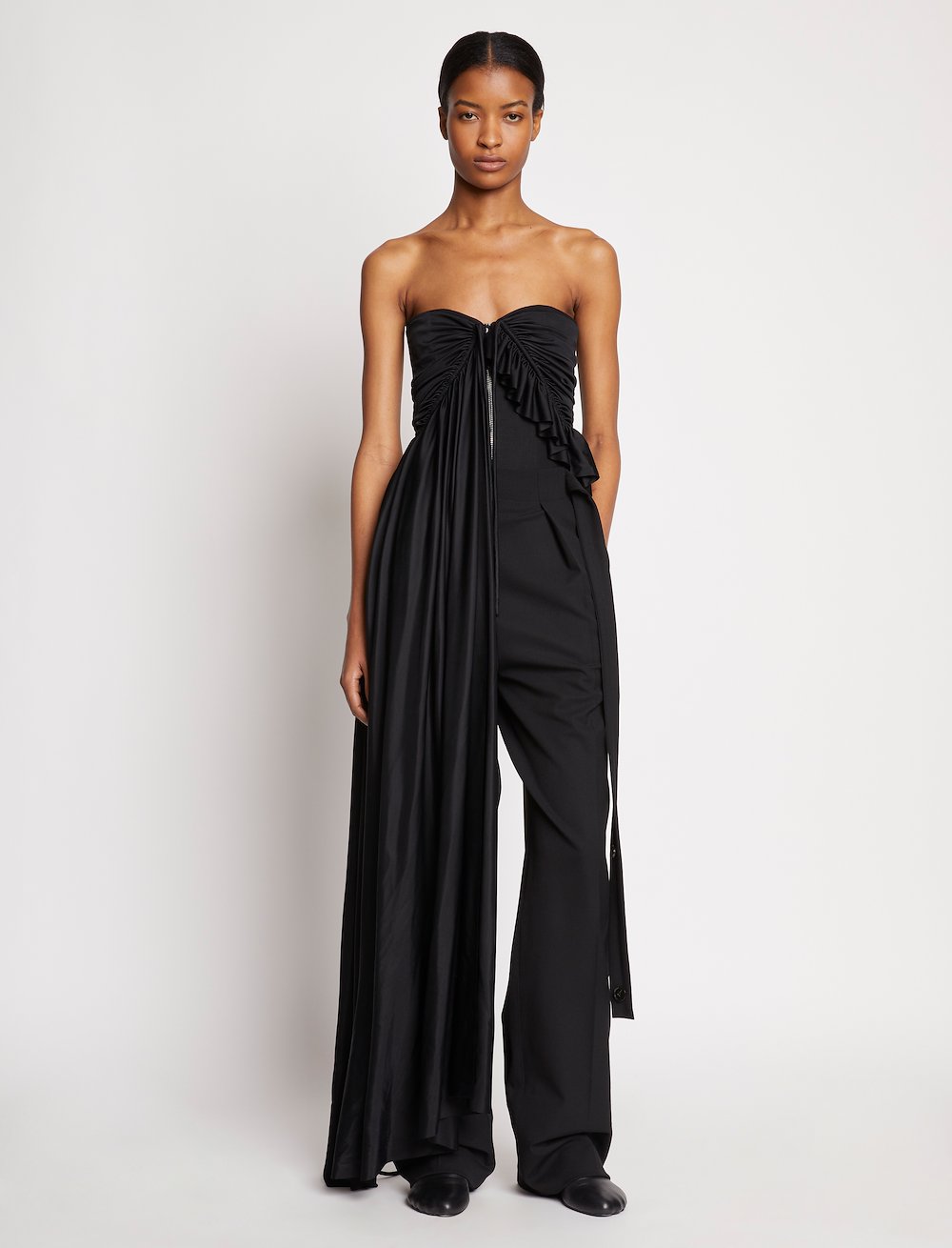 Shiny Viscose Jersey Strapless Top