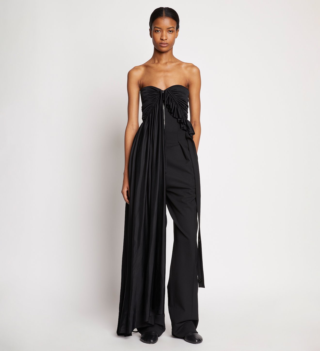 Shiny Viscose Jersey Strapless Top