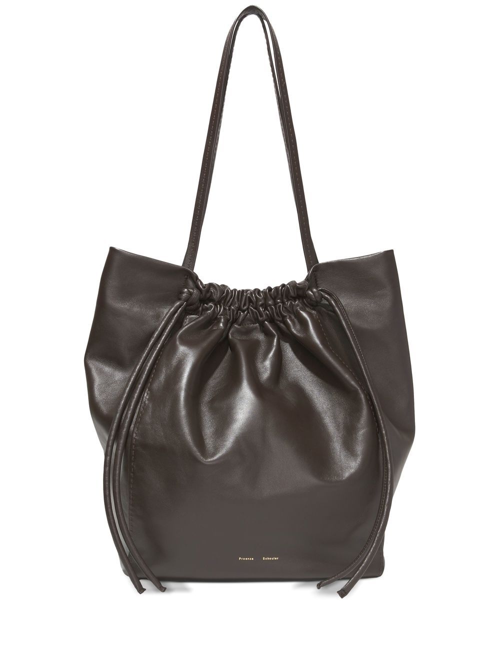 Shop Proenza Schouler Drawstring Leather Tote Bag In Brown