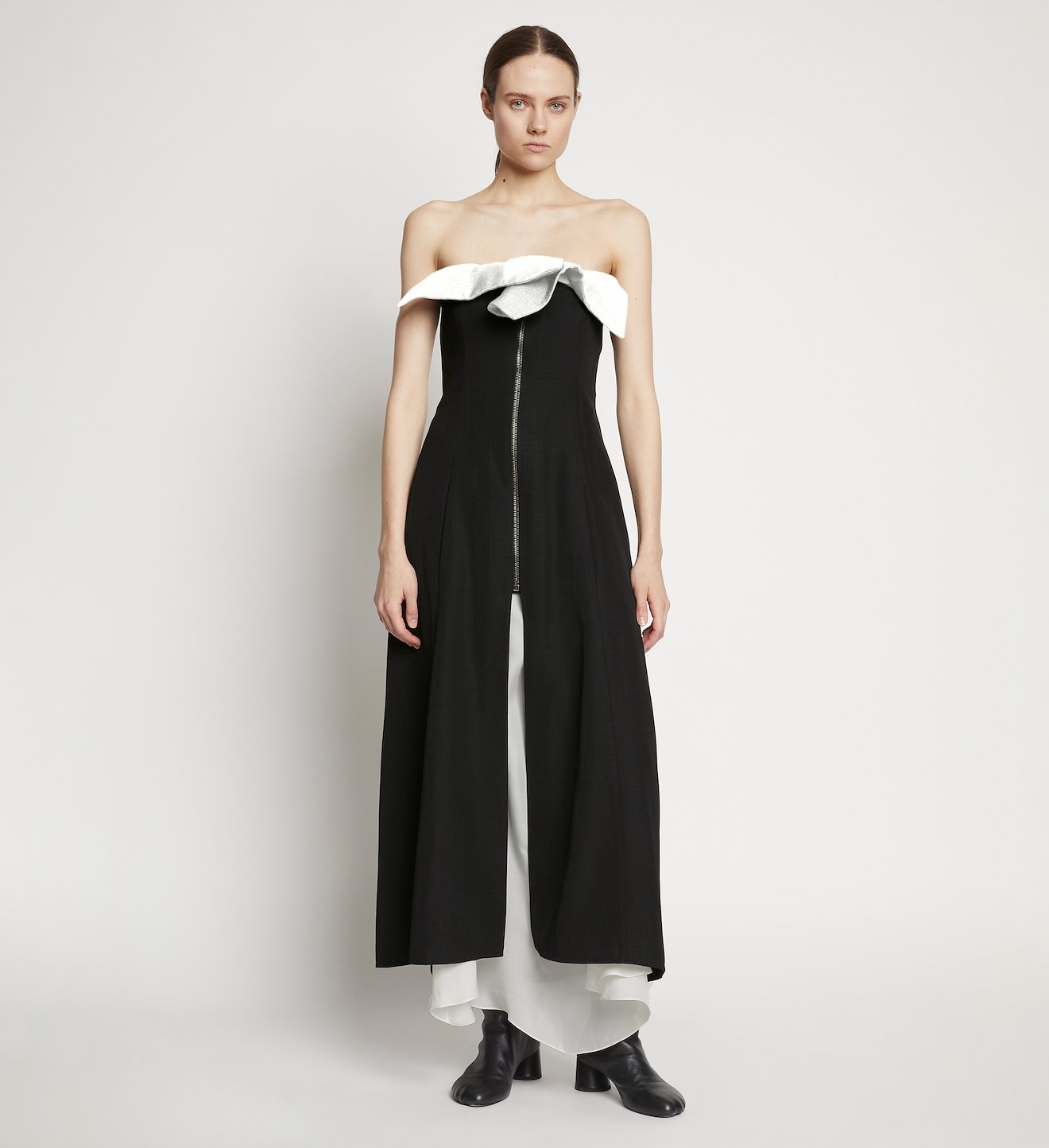 Matte Viscose Crepe Strapless Dress